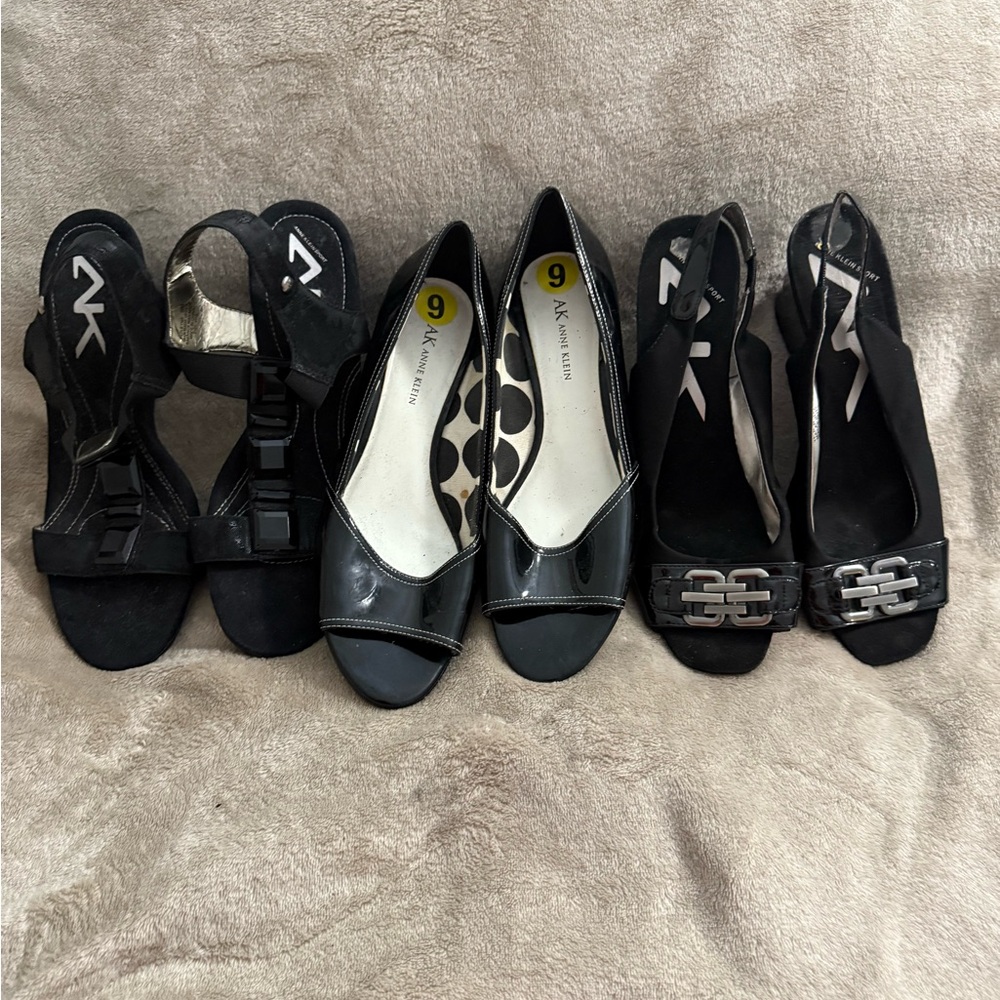 Anne Klein Black Shoes Collection 3 Pair Sz 9